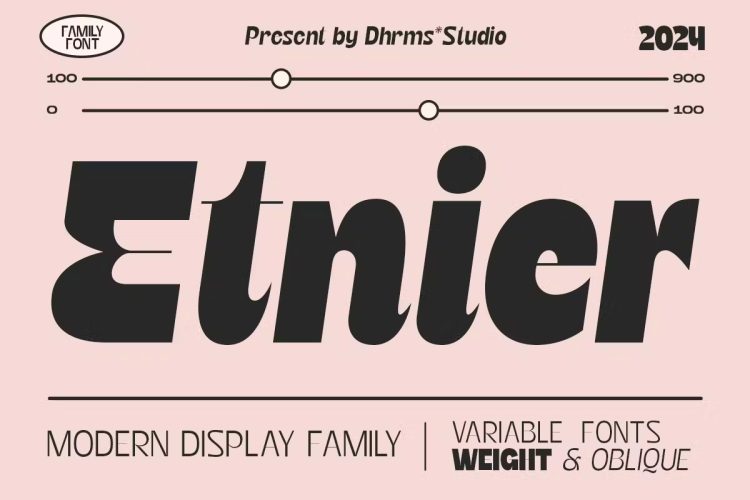 Etnier – Modern Display Family  14款Etnier潮流复古酸性逆反差文创潮牌logo海报标题英文字体家族