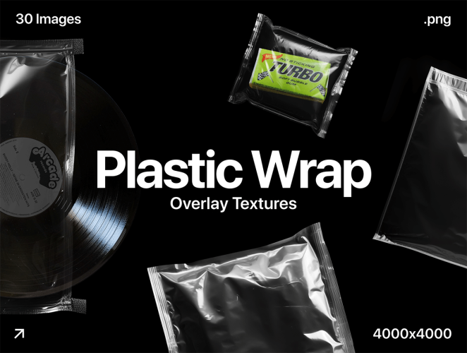 Plastic Wrap Overlay Textures  30款真实复古褶皱透明薄膜塑料袋保鲜膜包装袋png免抠图片素材