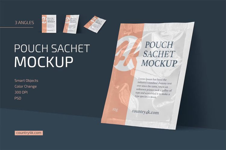 Pouch Sachet Mockup Set 香料小袋糖包模型品牌包装设计贴图ps样机素材