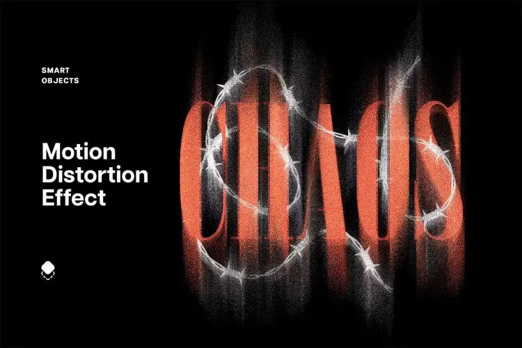 Motion Distortion Text Effect 抽象艺术运动模糊颗粒噪点文本标题logo徽标特效样机