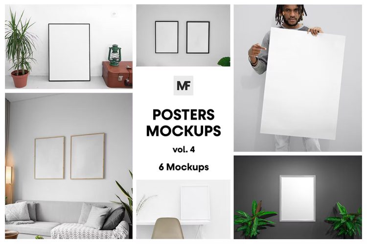 Picture Frame Mockups vol.4 室内相框海报照片框架模型展示设计贴图ps样机素材