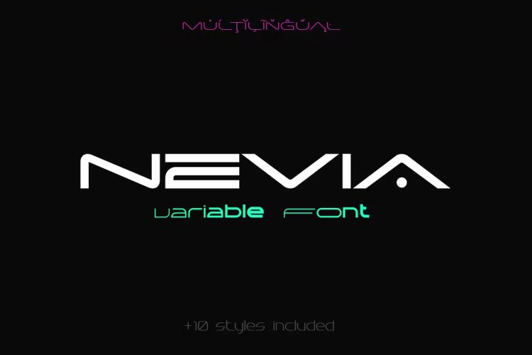 Nevia Variable  11款Nevia未来科幻机能时尚科技品牌logo海报标题英文字体家族