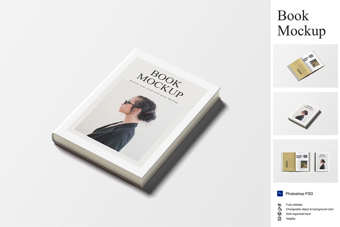 Book Mockups 精装硬面书籍书本模型封面内页展示设计贴图ps样机素材