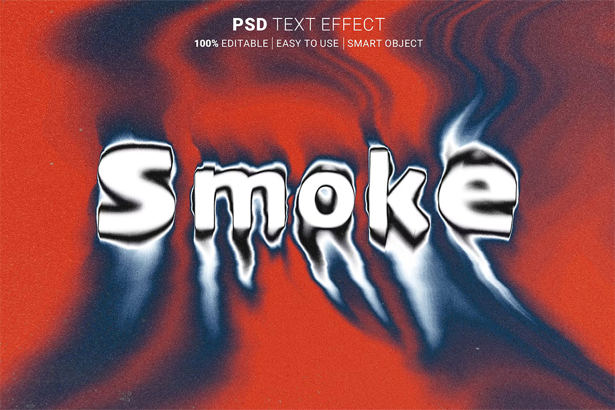 Smoke Editable PSD Text Effect 文本字母火焰熔化烟雾ps特效样机素材模板