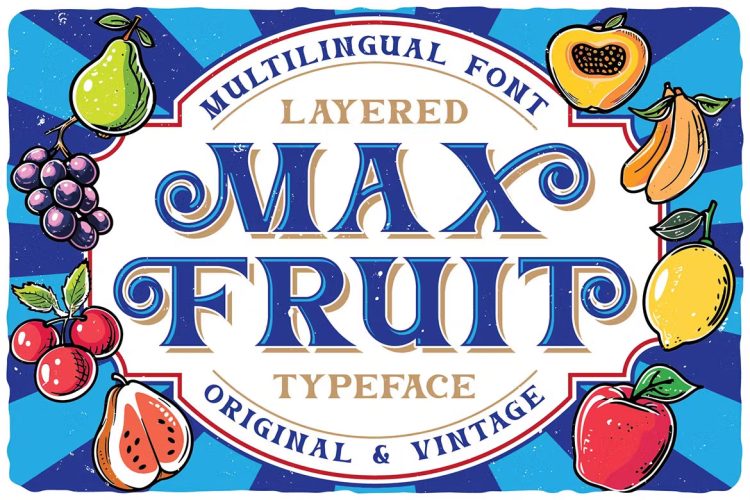 Max Fruit Bold Retro Font 时尚复古品牌海报徽标设计衬线英文字体安装包