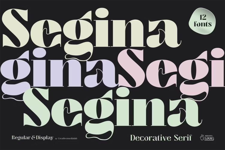 Segina – Decorative Serif  12款Segina时尚迷幻艺术酸性潮流文创海报标题装饰英文字体家族