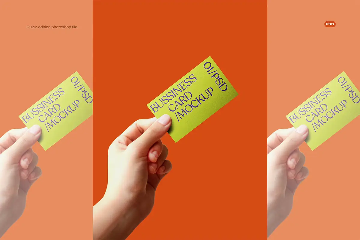 Business Card Mockup 手持商务名片卡片模型展示设计贴图ps样机素材