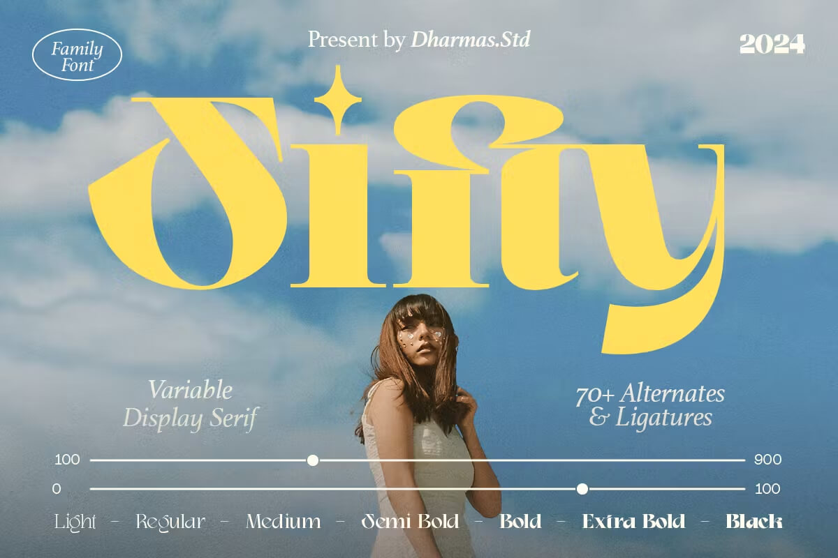 Sifty – Variable Display Serif  7款Sifty复古优雅时尚潮流品牌广告海报杂志封面标题英文字体家族