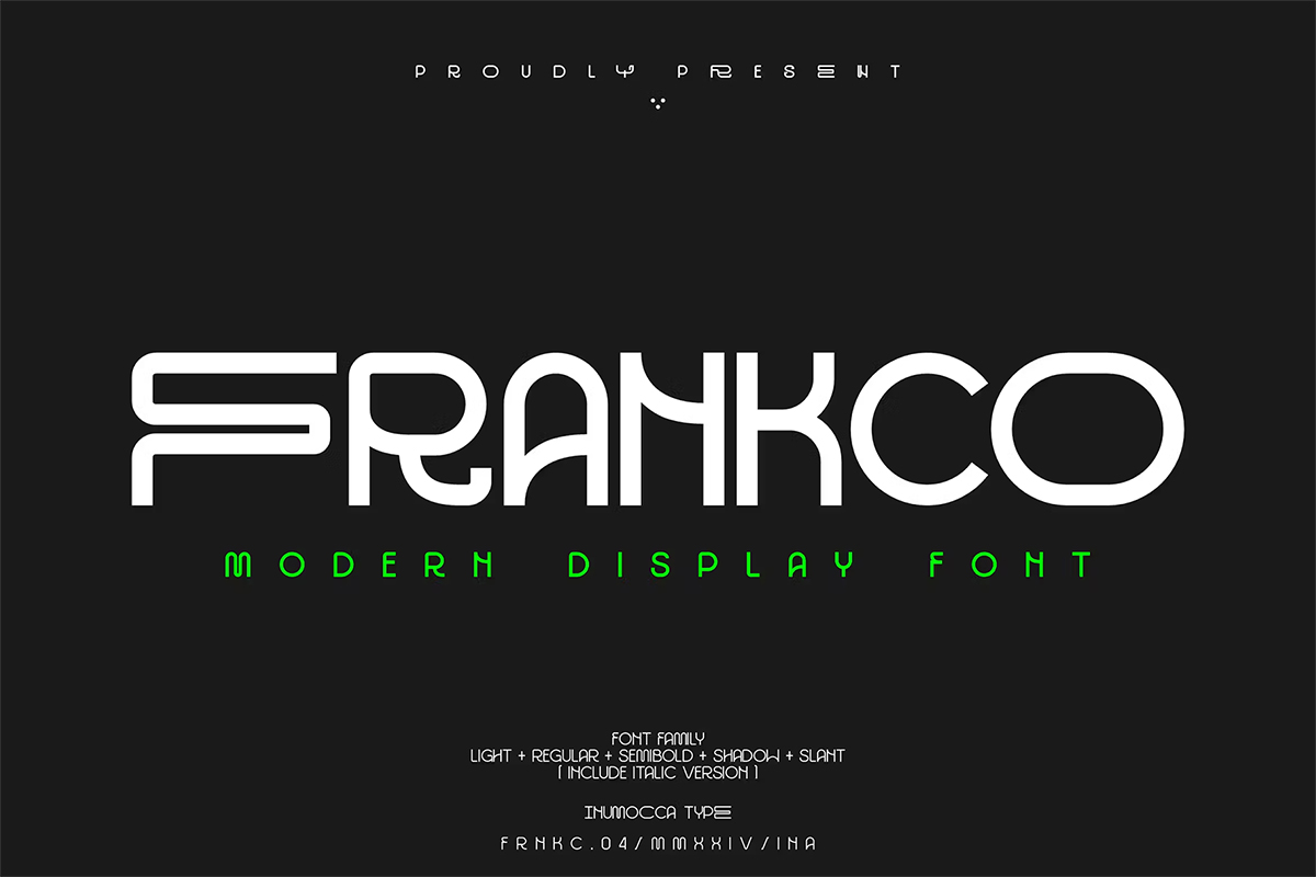 Frankco Modern Display Font  6款Frankco前卫时尚极简科幻潮流文创海报封面标题装饰英文字体包