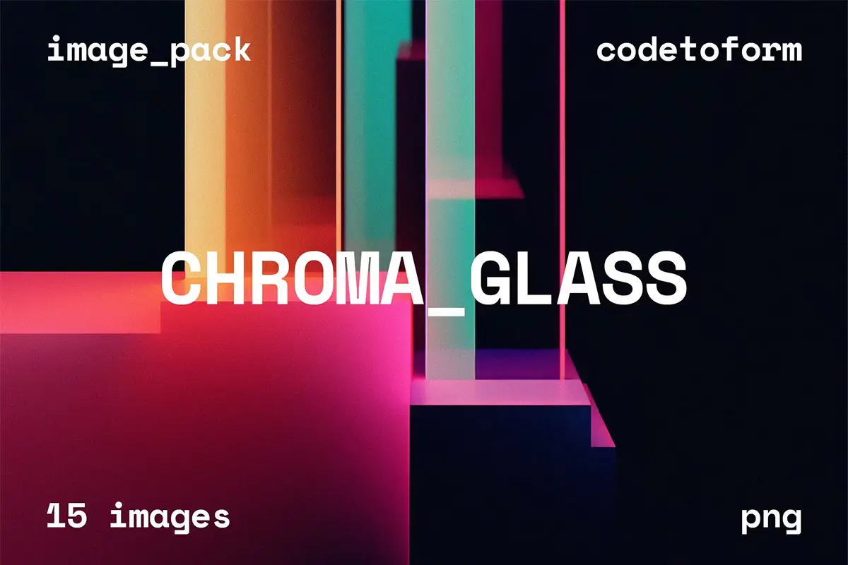 Chroma Glass Abstract Backgrounds  15款极简科幻彩虹渐变水晶玻璃复古颗粒霓虹抽象背景底纹图片素材