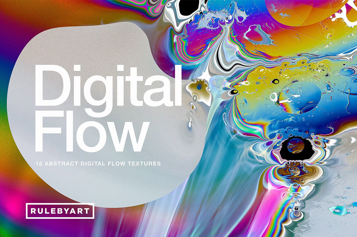 Digital Flow 18 Abstract Textures  18款高清科技时尚抽象艺术彩虹渐变流体科幻液体背景底纹图片素材