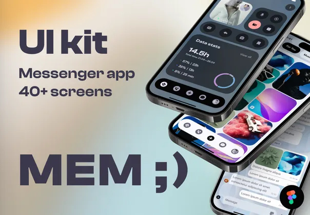 MEM – Messenger app & UI kit 双配色时尚社交聊天团队协作在线沟通App应用ui界面fig套件模板