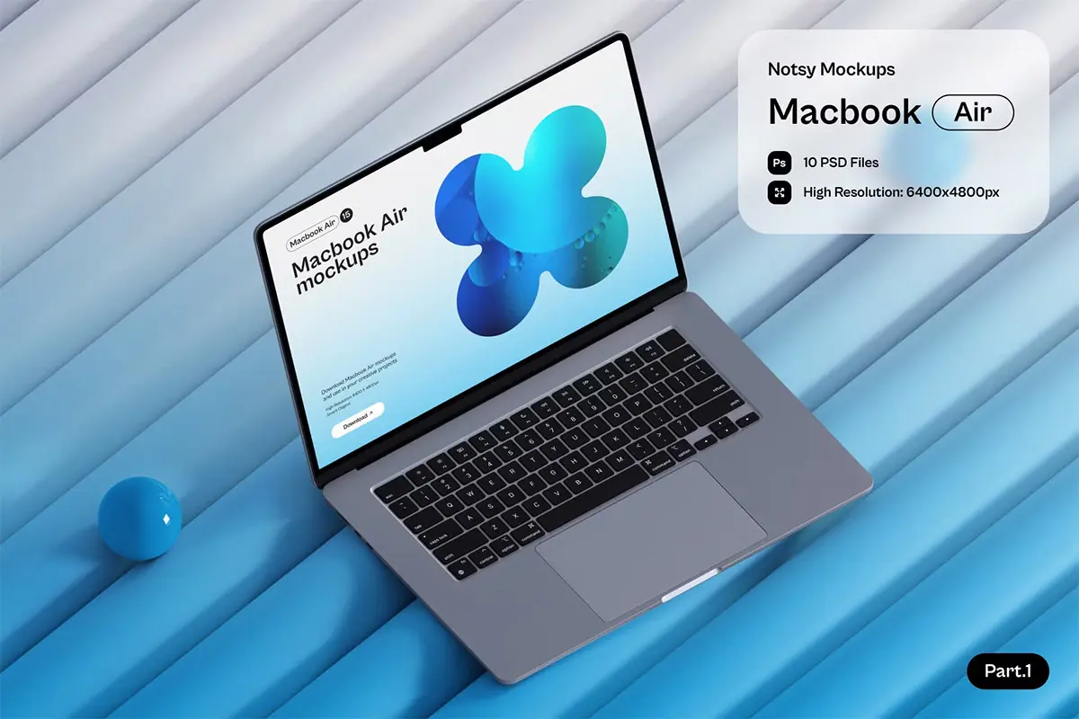 Notsy – Macbook Air Mockups Part.1  10款Macbook笔记本Air电脑ps样机广告ui网页设计作品展示效果图