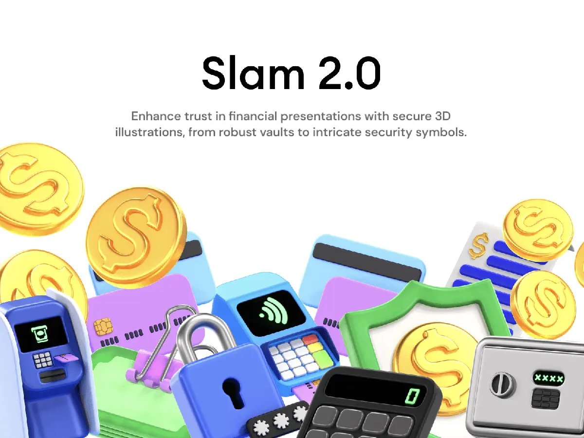 Slam 2.0  28款3D立体卡通金融交易数码科技文具小工具webp免抠icon图标素材