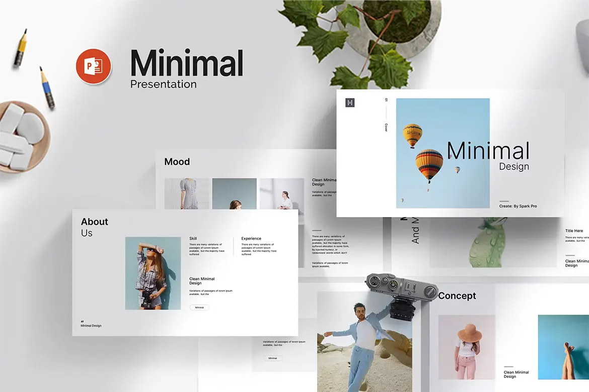 Minimal Design PowerPoint Template  29页极简时尚设计师创意简历摄影作品集画册提案简报ppt演示模板