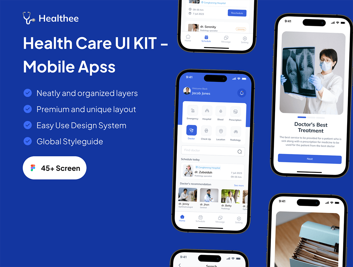 Healthee – Healthcare Mobile App UI KIT 移动互联网医疗app界面设计sketch文件ui套件