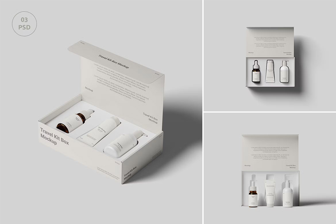 Cosmetic Packaging Mockups 化妆品翻盖包装盒模型品牌标识设计贴图ps样机素材