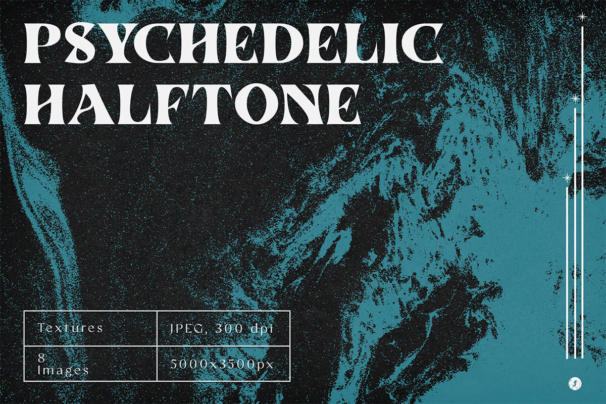 Psychedelic Halftone Textures 复古抽象艺术迷幻半调背景纹理图片设计素材