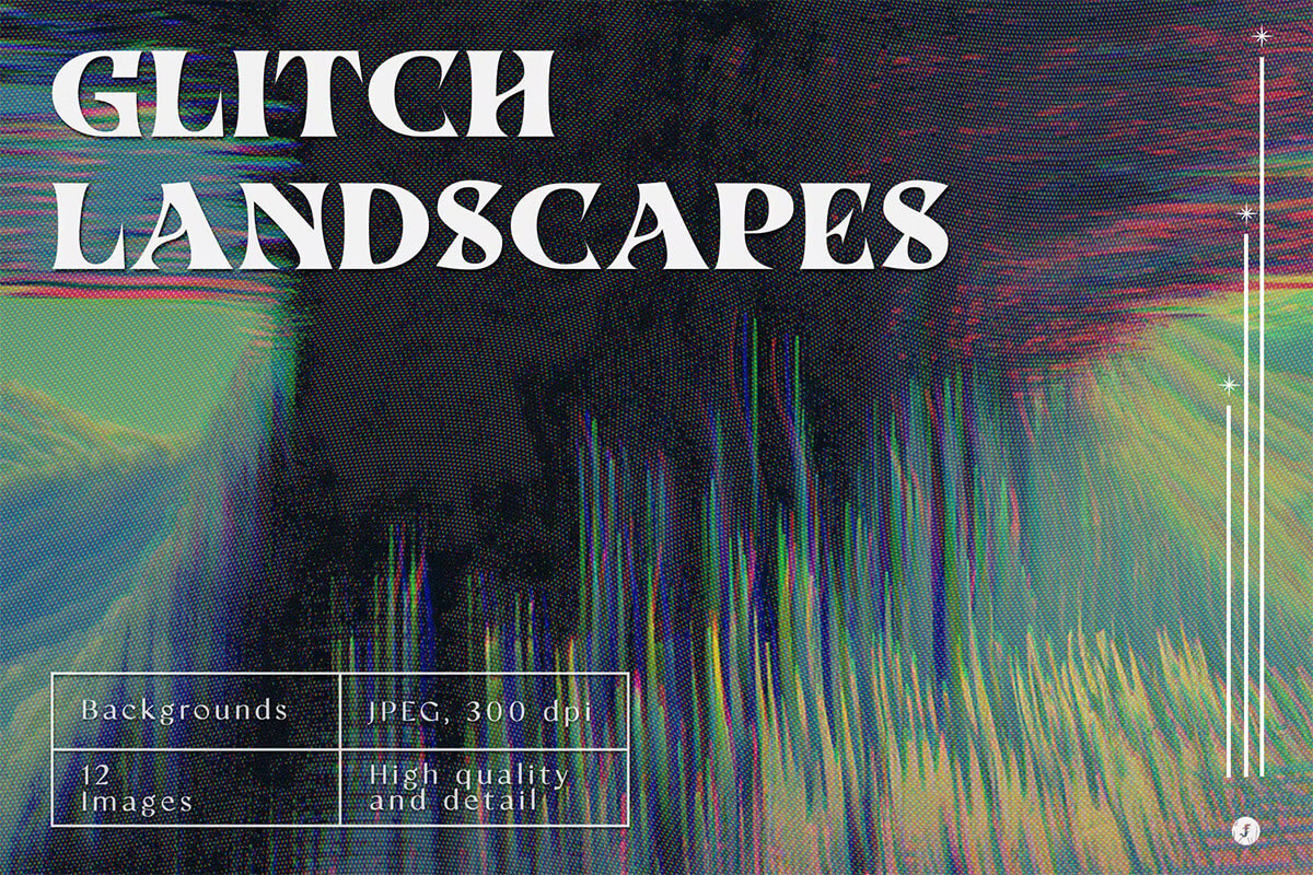 Glitch Landscapes Backgrounds 科幻未来全息数字故障扭曲毛刺彩虹背景图片设计素材