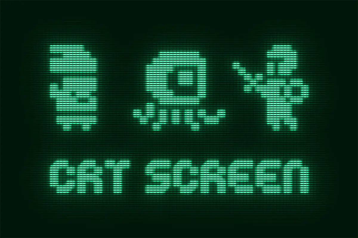 Vintage CRT Monitor Effect 复古老式CRT显示器效果模拟块状像素风文本LOGO设计PS特效样机