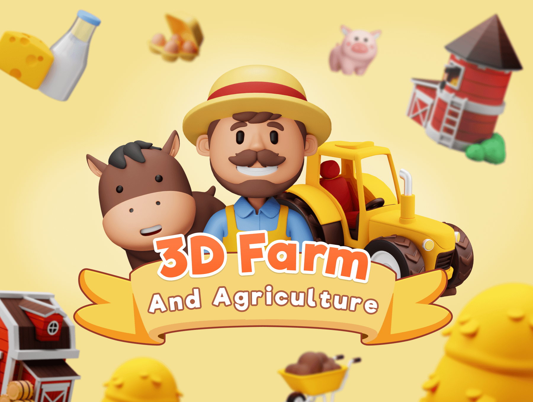 Farmy – Farm And Agriculture 3D Icon Set  20款农场农业农作物3D图标icon设计素材png免抠图片