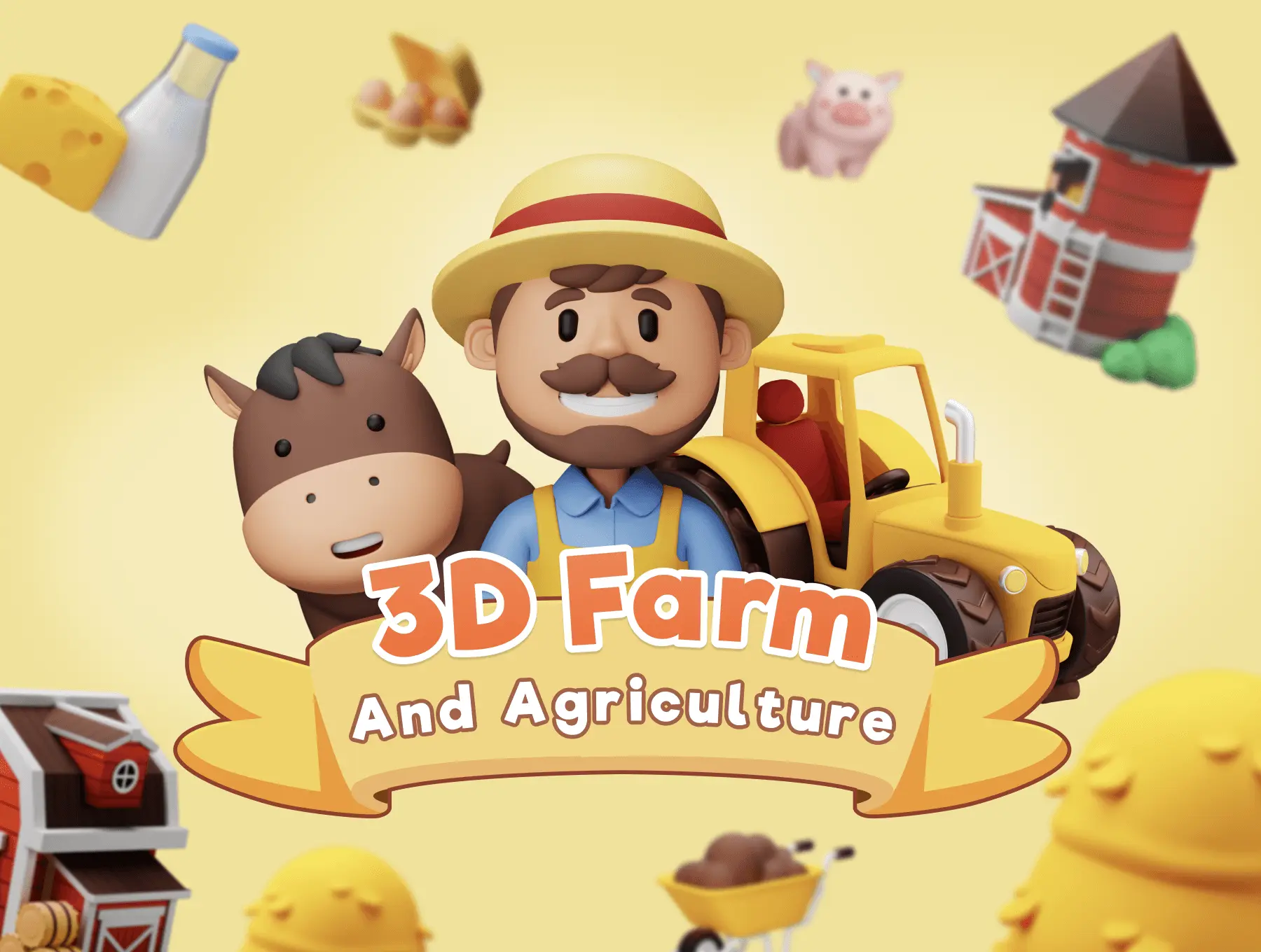 Farmy – Farm And Agriculture 3D Icon Set  20款农场农业农作物3D图标icon设计素材webp免抠图片