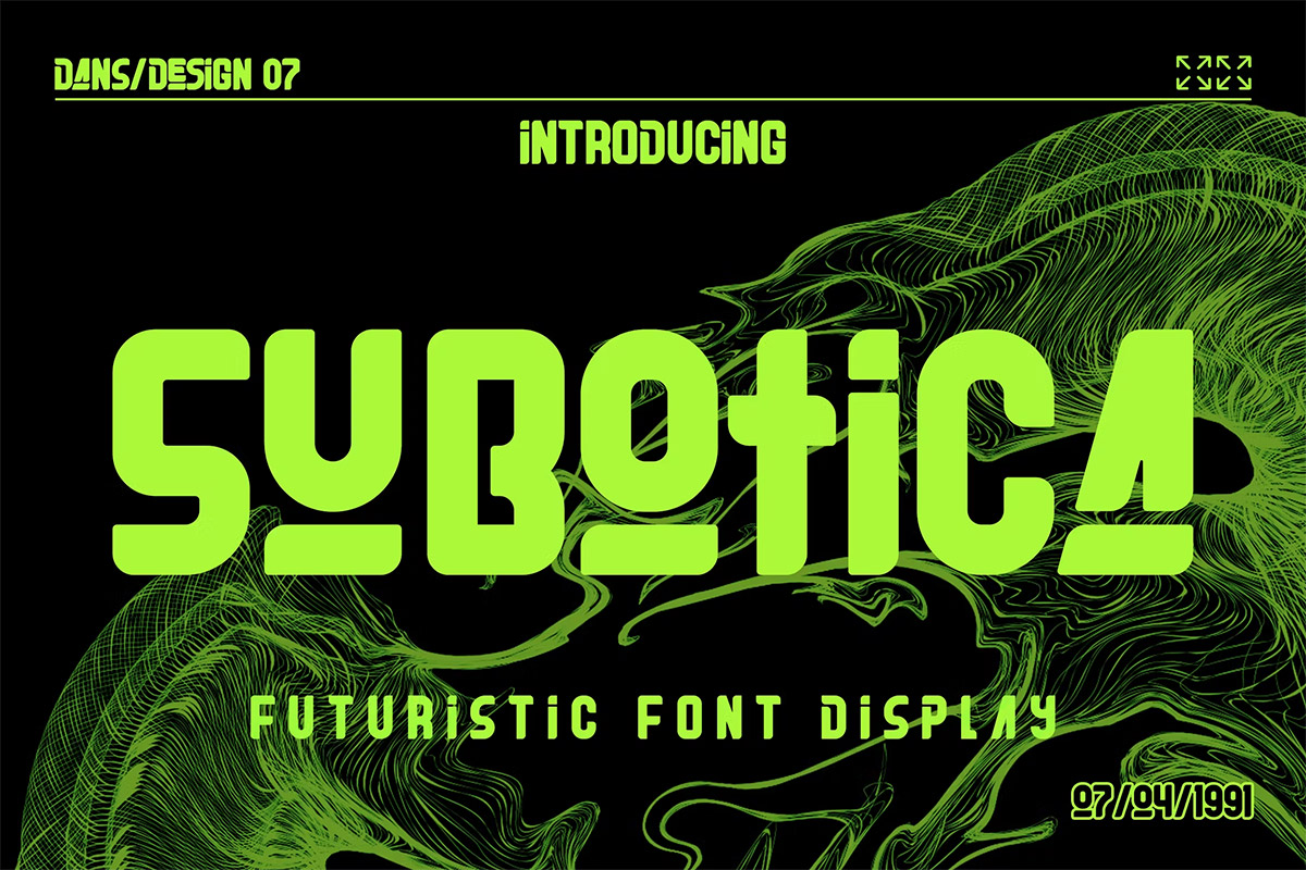 Subotica Futuristic Y2k Display Font 复古赛博朋克品牌海报徽标设计无衬线英文字体安装包