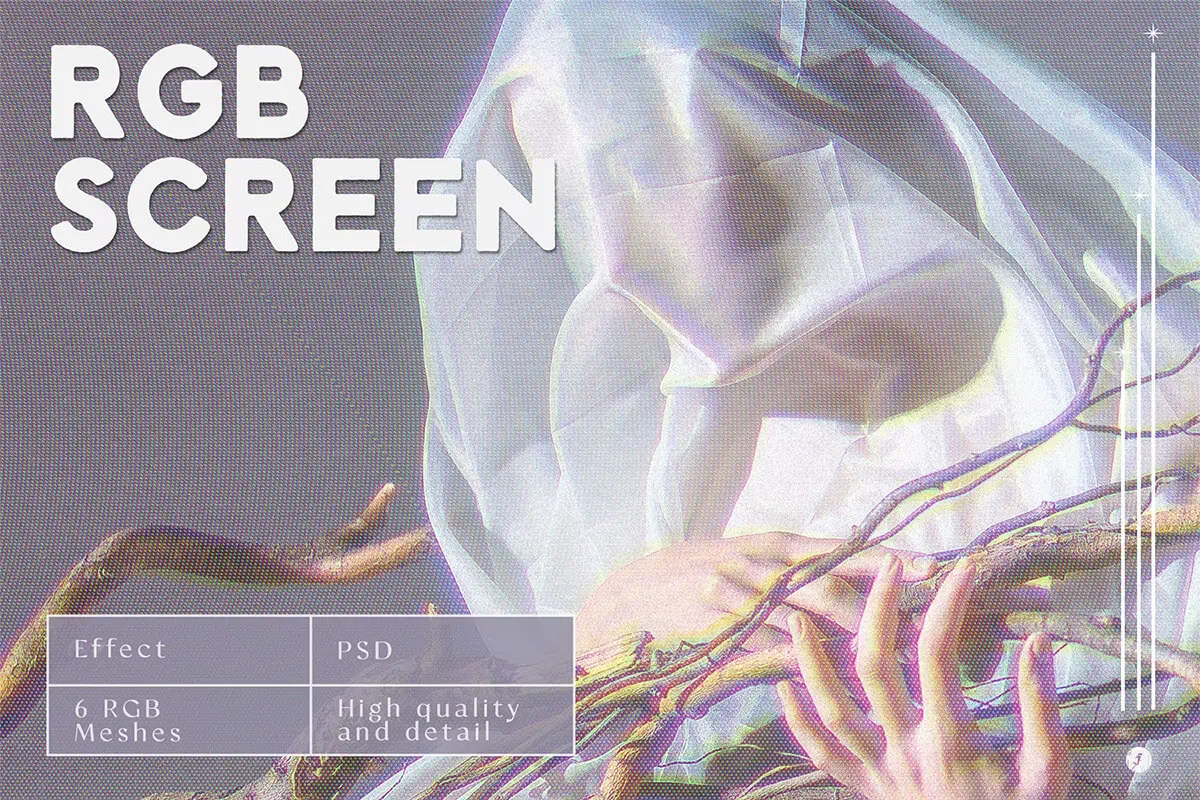 RGB Screen Effect 复古失真监视器RGB屏幕ps特效样机素材