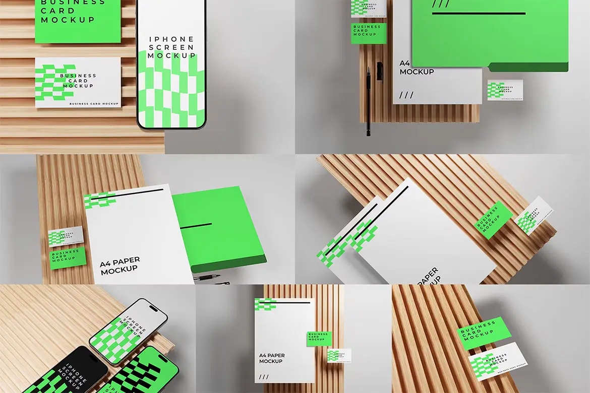 White Branding Kit Mockup 企业品牌形象文具VI应用设计作品ps样机展示效果图