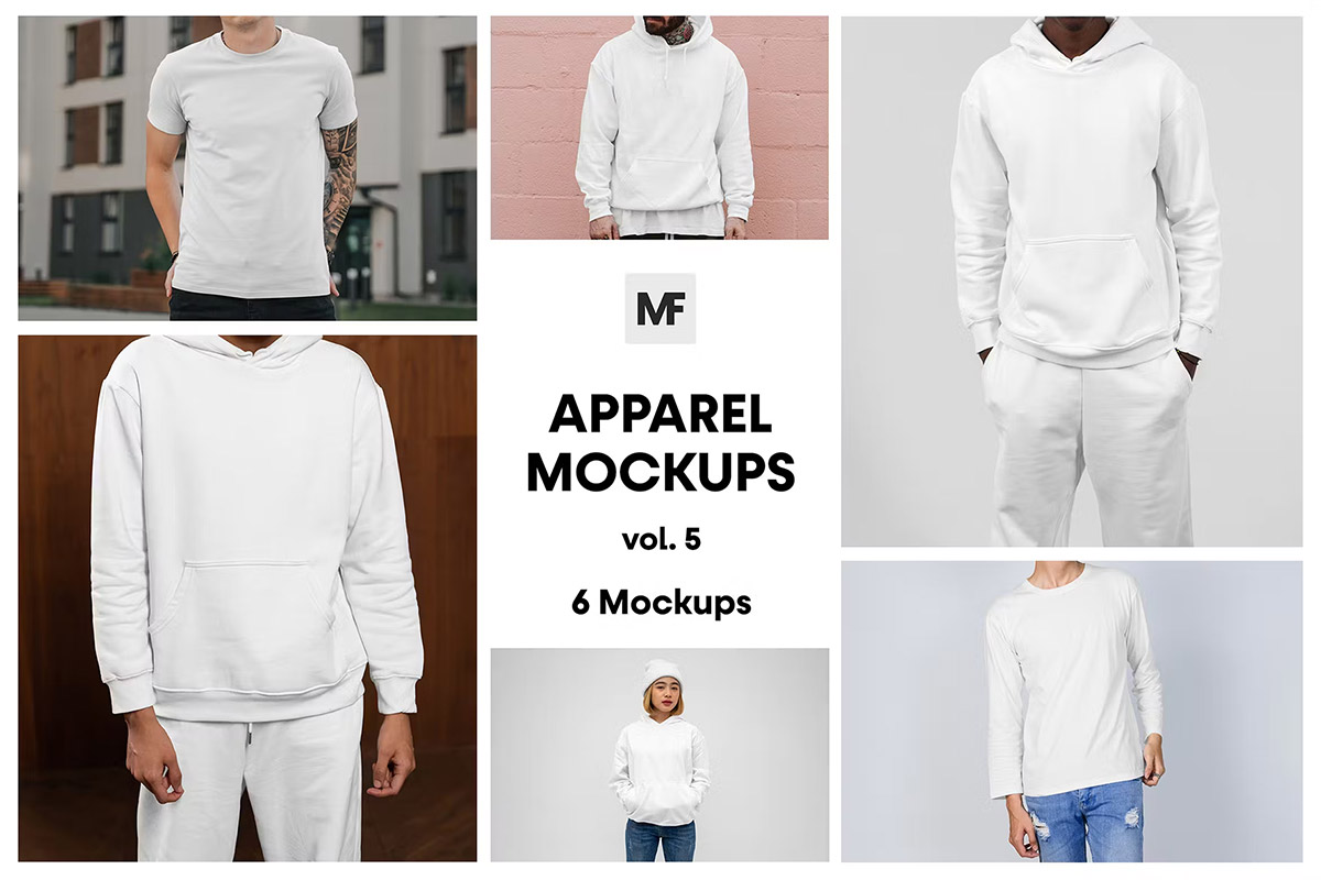 Fashion Apparel Mockups vol.5  时尚运动T恤卫衣模型品牌印花图案设计贴图ps样机素材