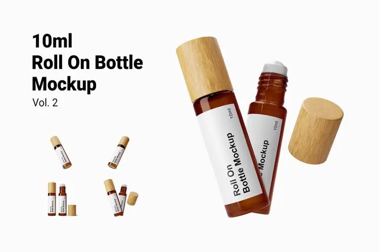 Perfume Roll On Bottle Mockup Vol.2 香水滚珠瓶模型品牌包装设计贴图ps样机素材