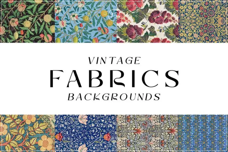 Vintage Fabrics Backgrounds  15款复古经典怀旧宫廷刺绣编织植物花卉图案设计背景底纹图片素材