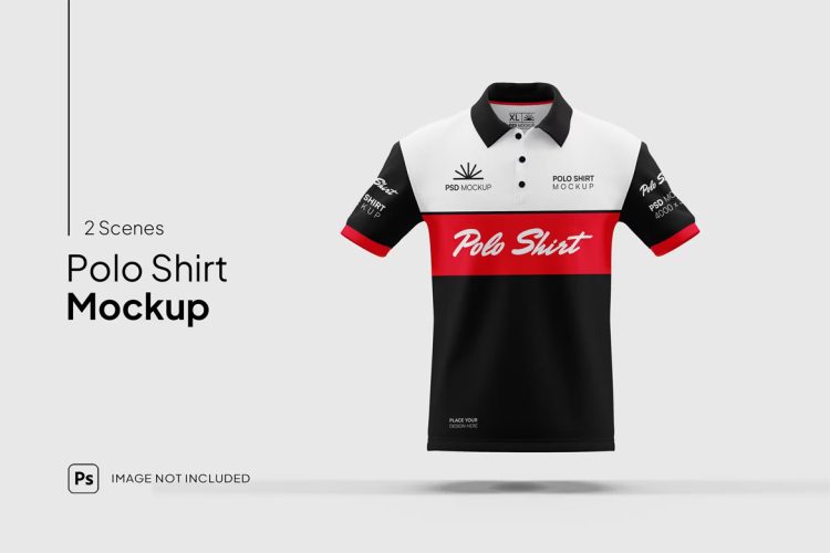 Polo Shirt Mockup 男士休闲短袖polo衫印花图案服装设计贴图ps样机素材展示效果模板