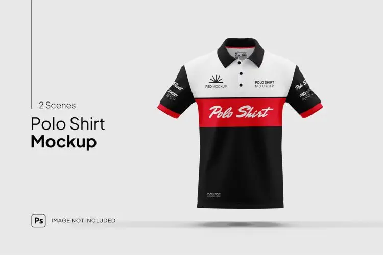 Polo Shirt Mockup 男士休闲短袖polo衫印花图案服装设计贴图ps样机素材展示效果模板