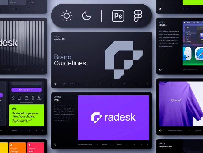 Brand Guidelines Template – Radesk 双配色全套品牌VI规范指导手册配色排版应用设计ps版式模板素材