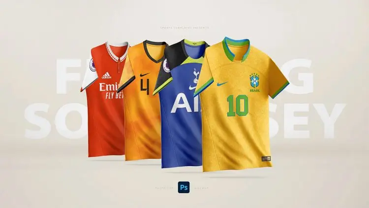 Ghost Soccer Jersey Template 3D足球运动短袖球衣队服T恤上衣服装设计ps样机素材展示效果图