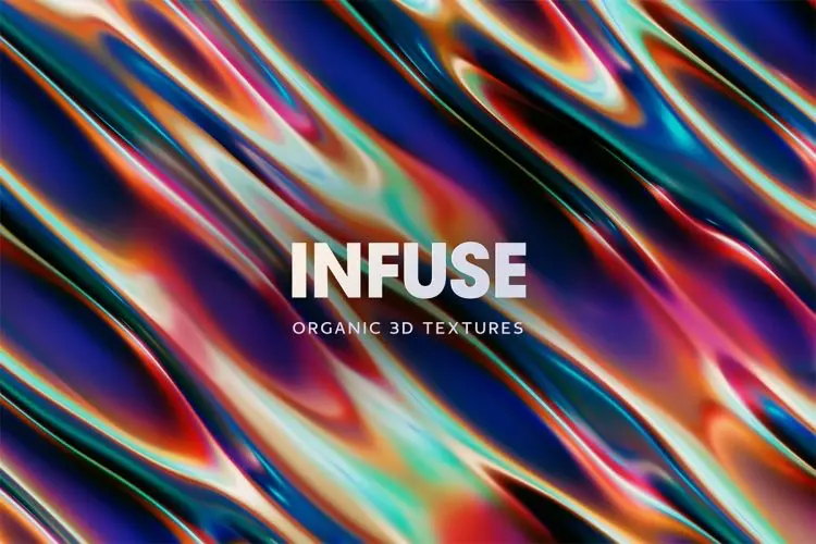 Infuse Fluid Metallic Textures  15款未来科幻抽象艺术液态金属波浪流体渐变科技海报背景图片素材
