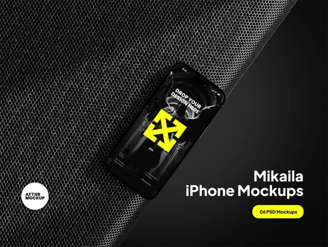 Mikaila iPhone Mockups  6款极简工业风iPhone15手机广告ui设计作品展示效果图ps样机素材