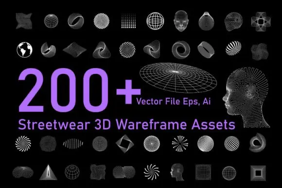 Streetwear Futuristic Shapes Element 科幻未来赛博朋克Y2K千禧风抽象几何图形标识图案AI矢量设计素材