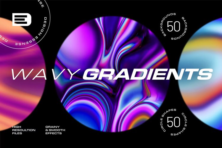 Surreal Gradient Waves – Backgrounds  100款超现实主义抽象艺术镭射扭曲波浪渐变科技海报背景图片素材