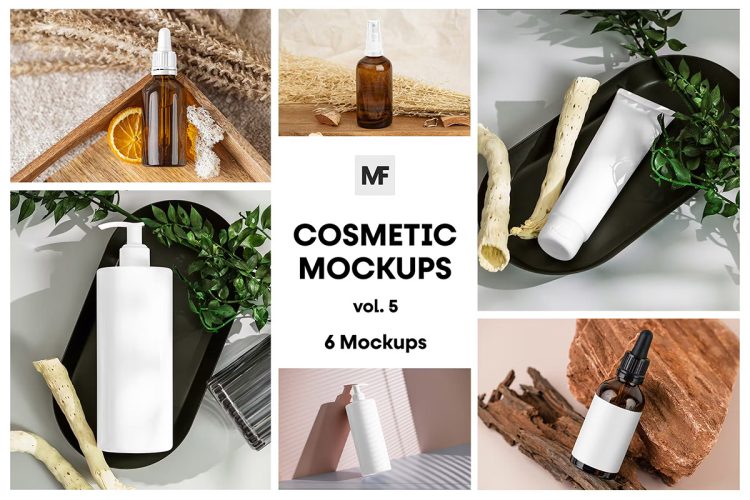 Cosmetic Packaging Mockups vol.6  泡沫按压式泵瓶分装瓶洗面奶贴图ps包装样机素材国外设计模板