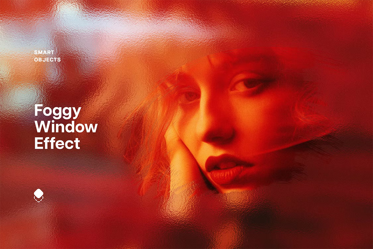 Foggy Window Photo Effect 迷幻模糊玻璃叠加效果人像修图特效PS滤镜插件样机模板