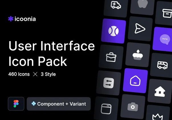 Icoonia 460 x 3 Style Icons  460个系统图标适用于网站移动APP应用程序线性面性矢量icon素材