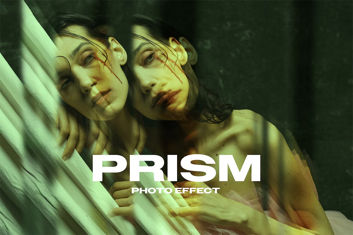 Prism Photo Effect 照片图像玻璃棱镜分形ps特效样机素材模板