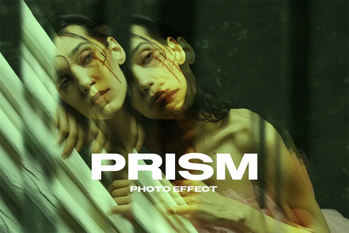 Prism Photo Effect 照片图像玻璃棱镜分形ps特效样机素材模板