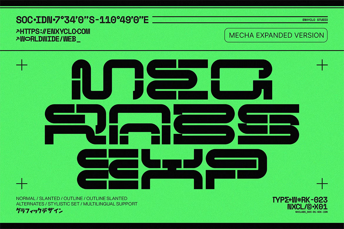 NCL Megrabs Mecha Expanded – Bold Futuristic Font 潮流未来科幻Y2K机能电竞游戏科技品牌logo海报封面标题英文字体