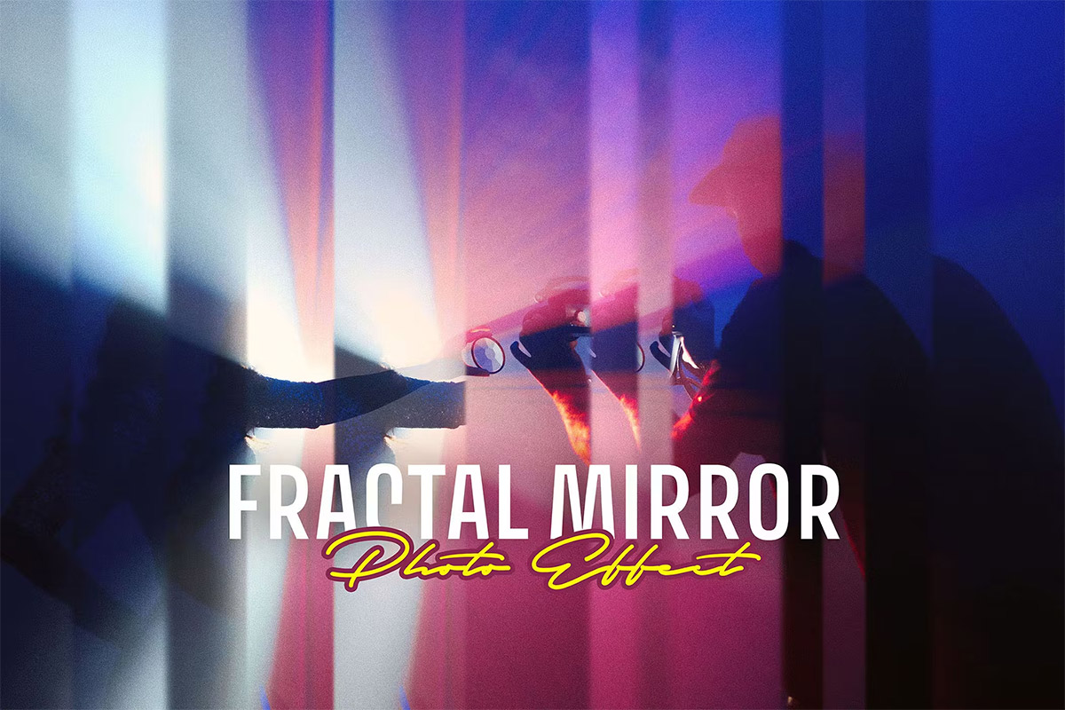 Fractal Mirror Photo Effect 潮流分形镜照片效果图片处理特效PS样机模板素材