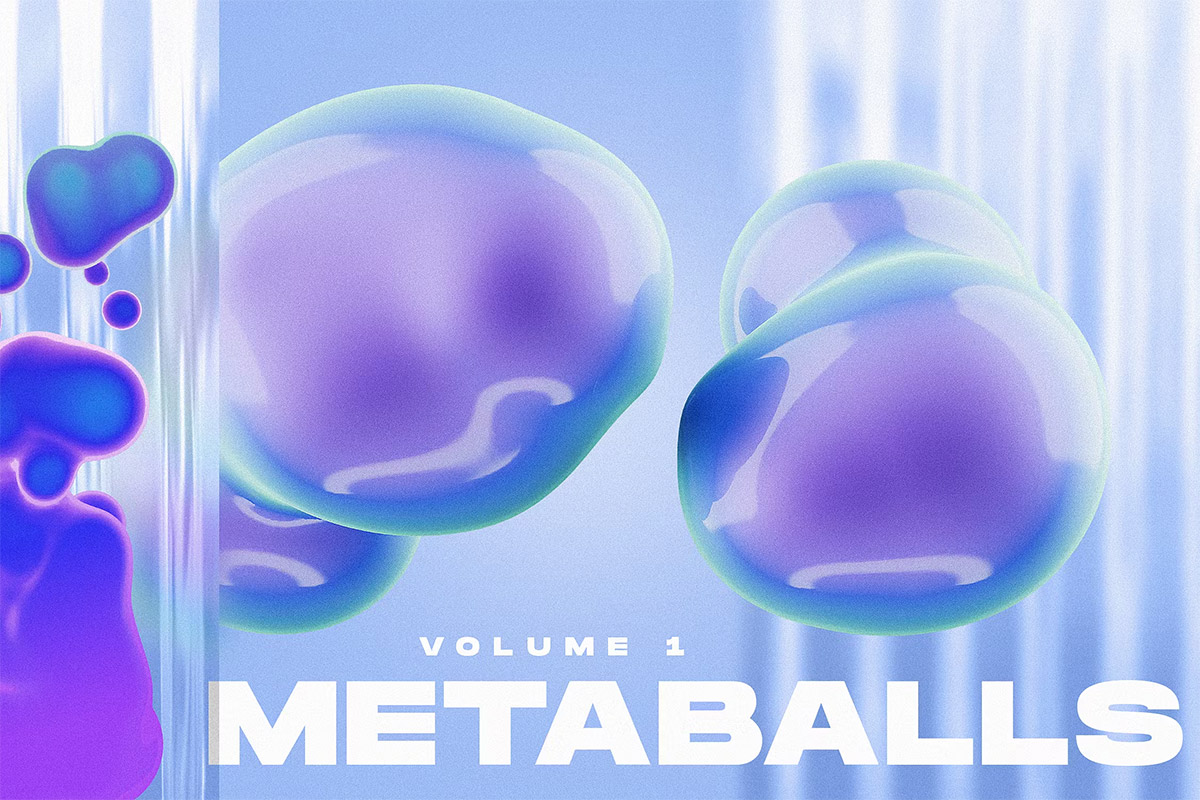 Metaballs Volume  59款创意时尚3D圆球金属科幻粒子气泡水珠泡泡png免抠图片素材