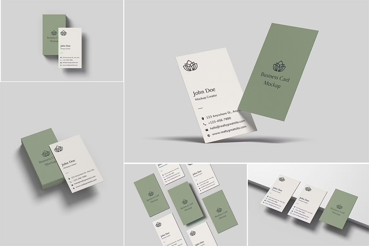 Vertical Business Card Mockup 极简竖版身份名片模型品牌展示设计贴图ps卡片样机素材