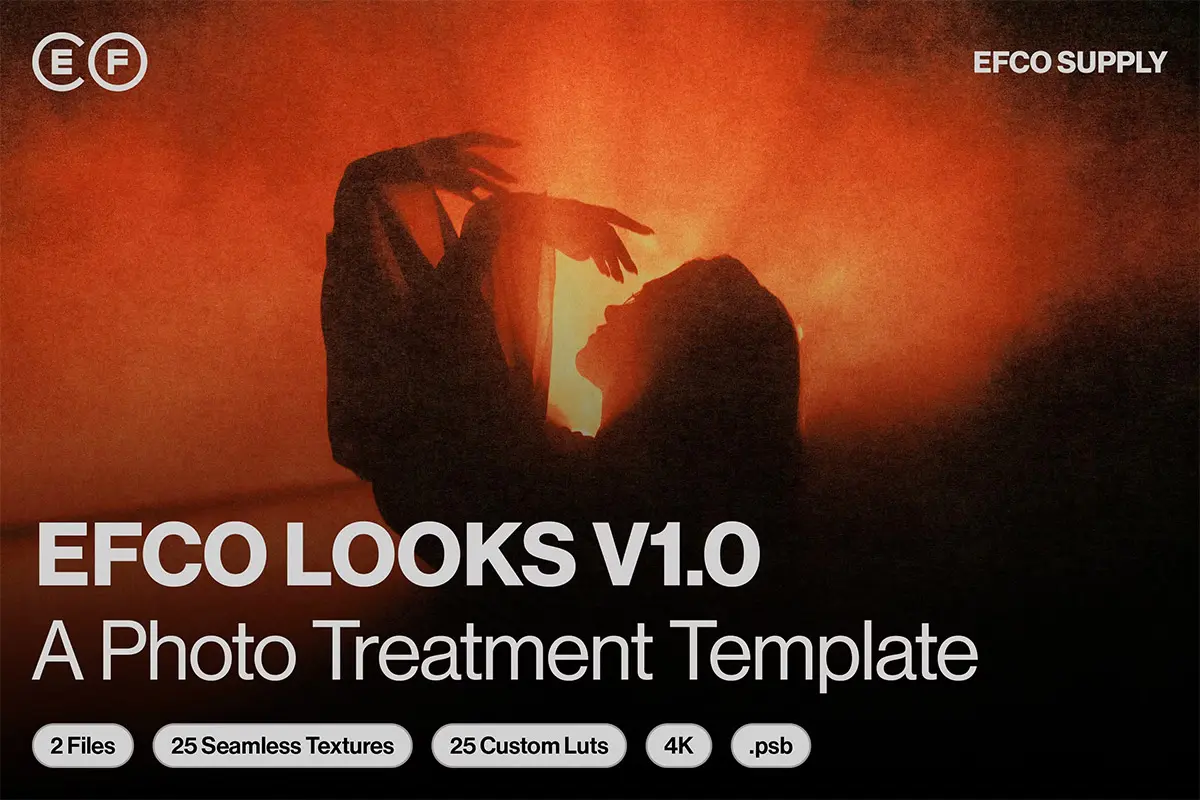 EFCO LOOKS VERSION 1.0  潮流复古怀旧胶片噪点磨损肌理图像老照片做旧滤镜ps特效分层素材